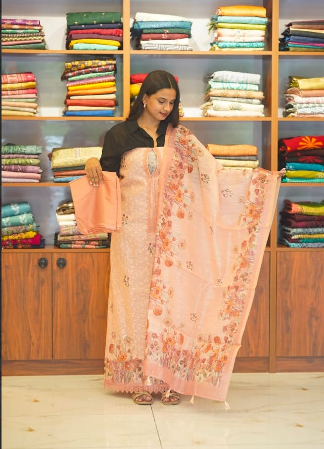 Tissue silk with hakkoba work