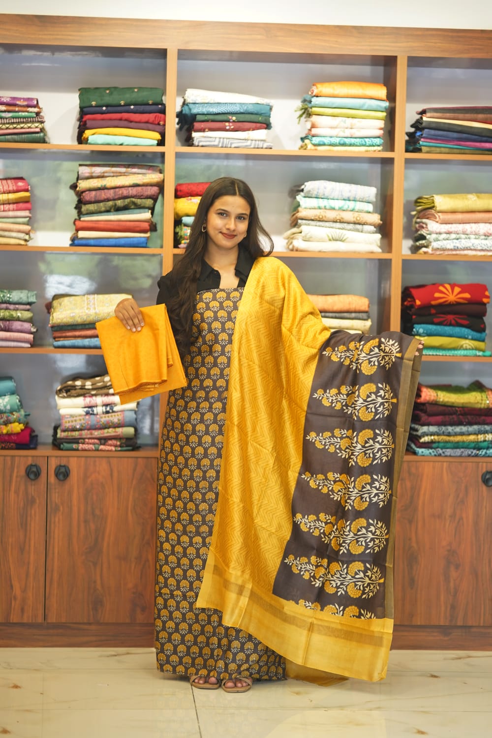 Pure Maheshwari Silk With Hand Blocked Print