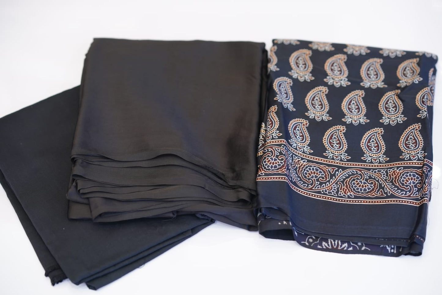 Pure Modal Silk Plain Top And Bottom  With  Ajrak print Duppatta