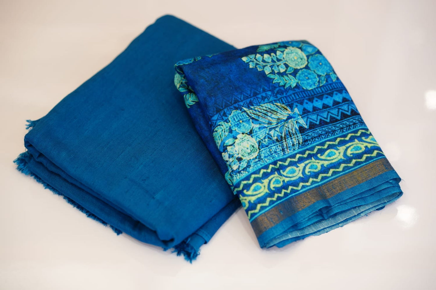 Pure  Raw Silk Salwar Suite Material  With  Same  Colour Bottom And Printed Dupatta
