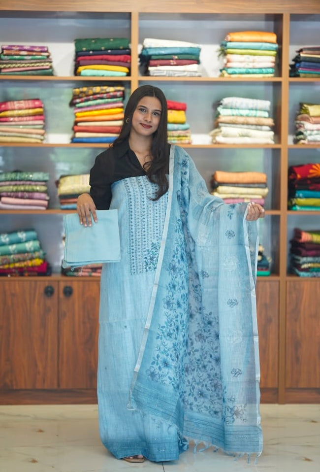 Pure linen with hand work