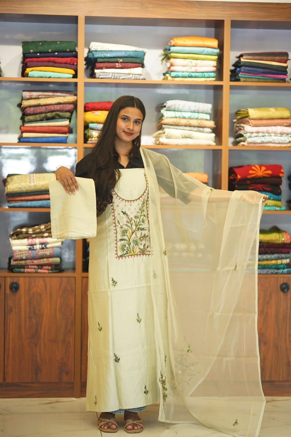 Muslin  Silk  With  Hand Work