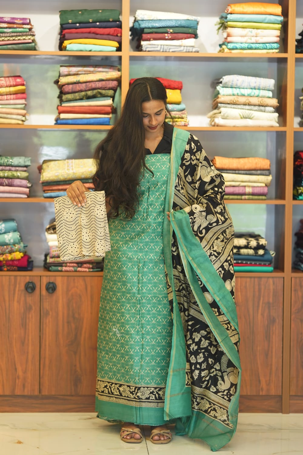 Pure  Maheshwari Silk With Hand Blocked Print